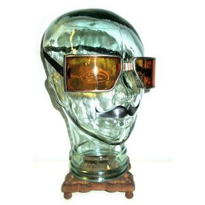 Antique WWII Cesco Amber Goggles Sunglasses Safety Glasses Vtg Old Fun Steampunk